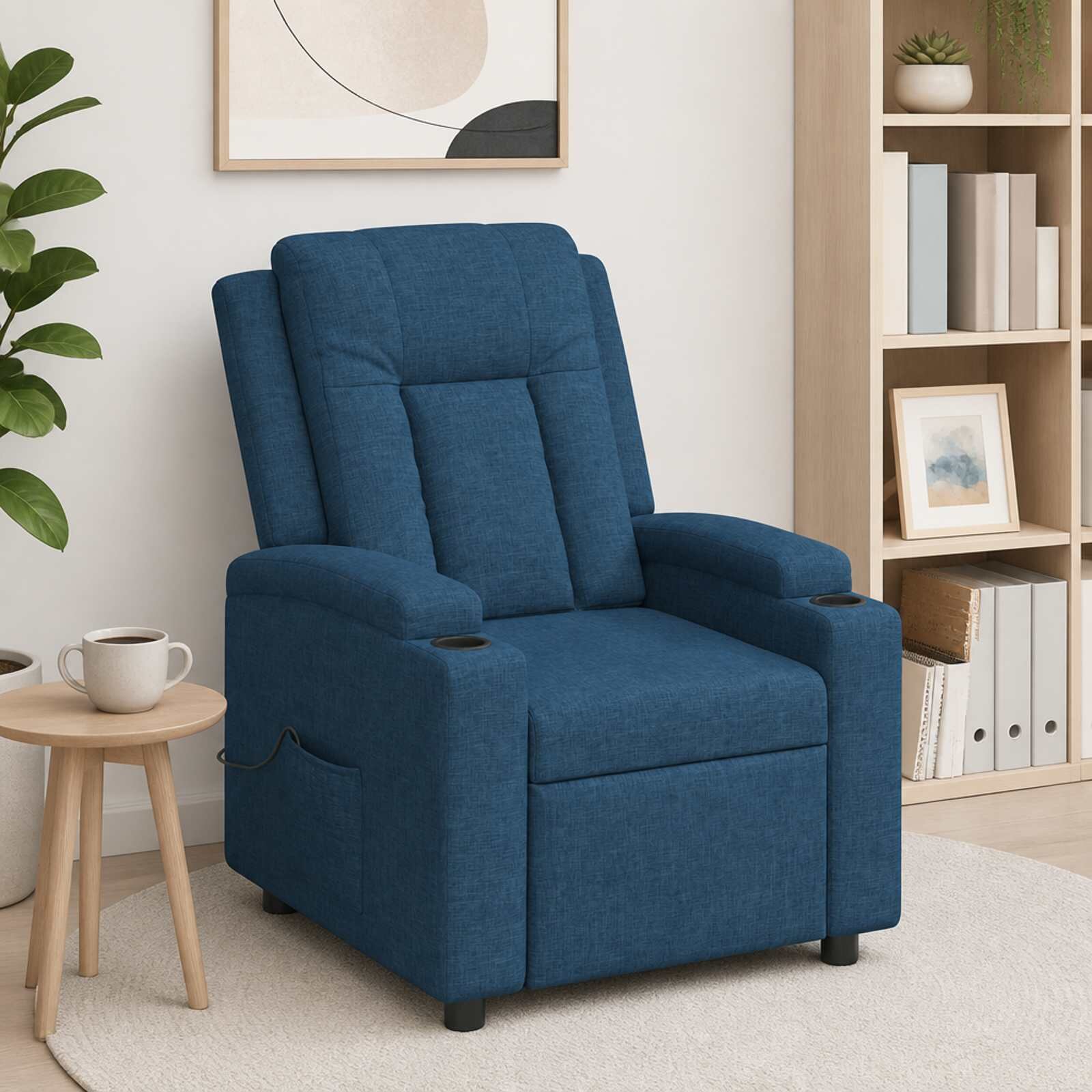 vidaXL Масажен стол реклайнер Синьо 75 x 95 x 100 cm Текстил