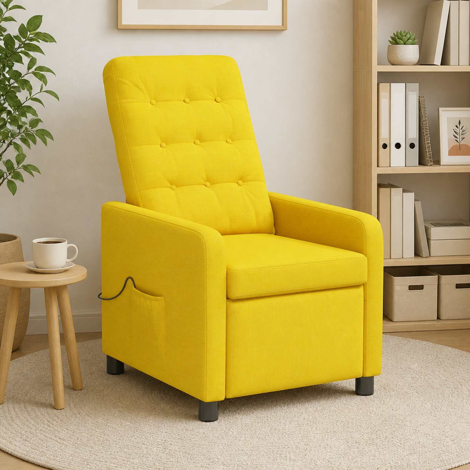 vidaXL Масажен стол реклайнер Светло жълто 65 x 93 x 102 cm Текстил