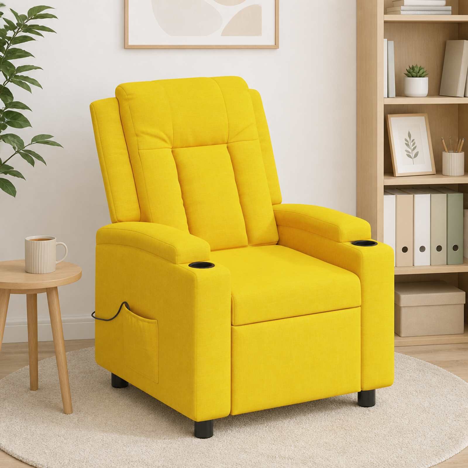 vidaXL Масажен стол реклайнер Светло жълто 75 x 95 x 100 cm Текстил
