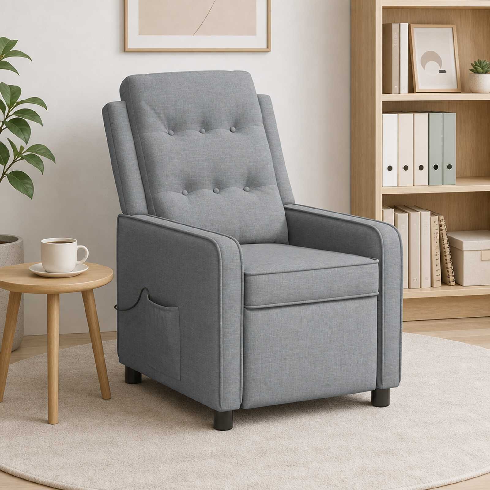 vidaXL Масажен стол реклайнер Светлосиво 65 x 93 x 102 cm Текстил