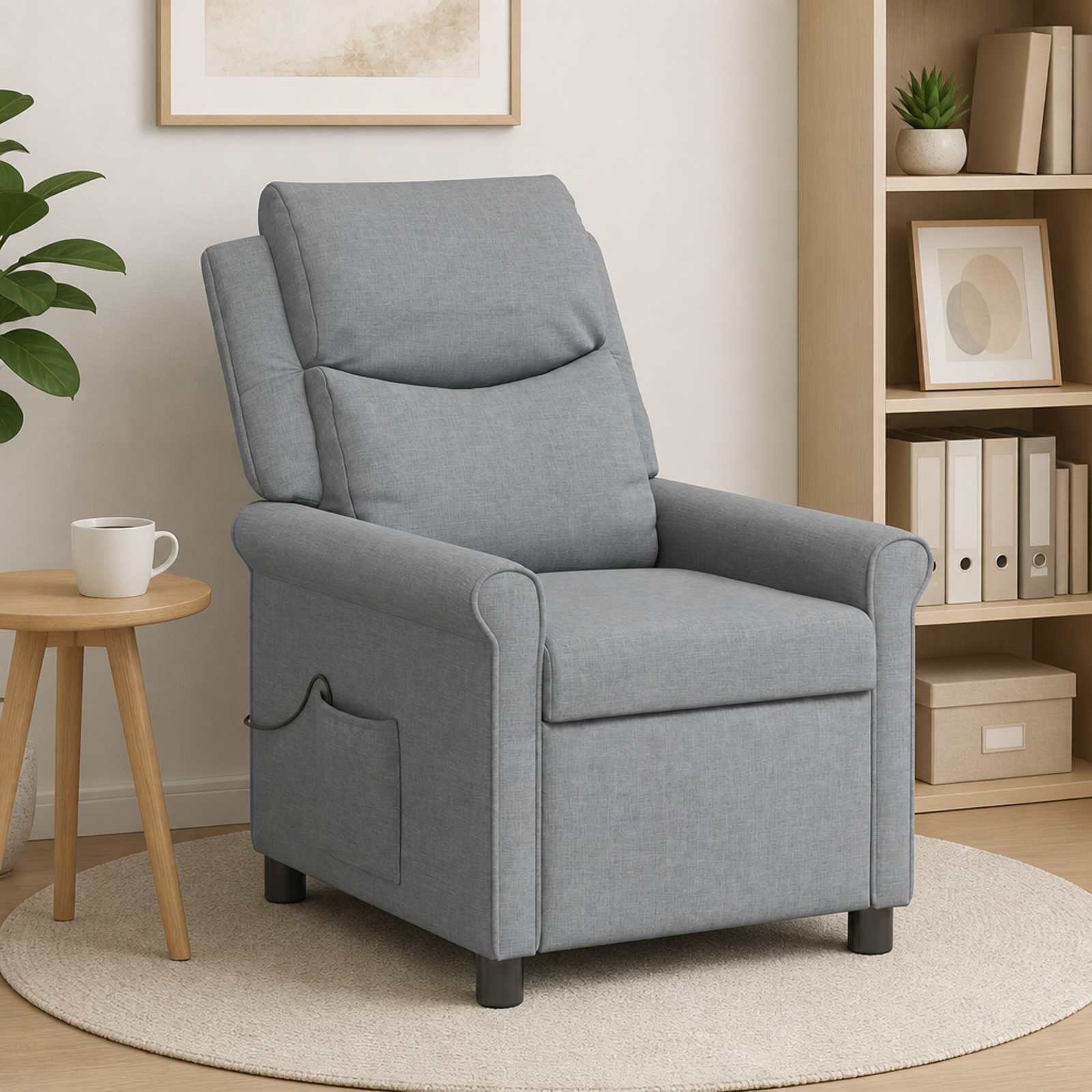 vidaXL Масажен стол реклайнер Светлосиво 69 x 93 x 102 cm Текстил