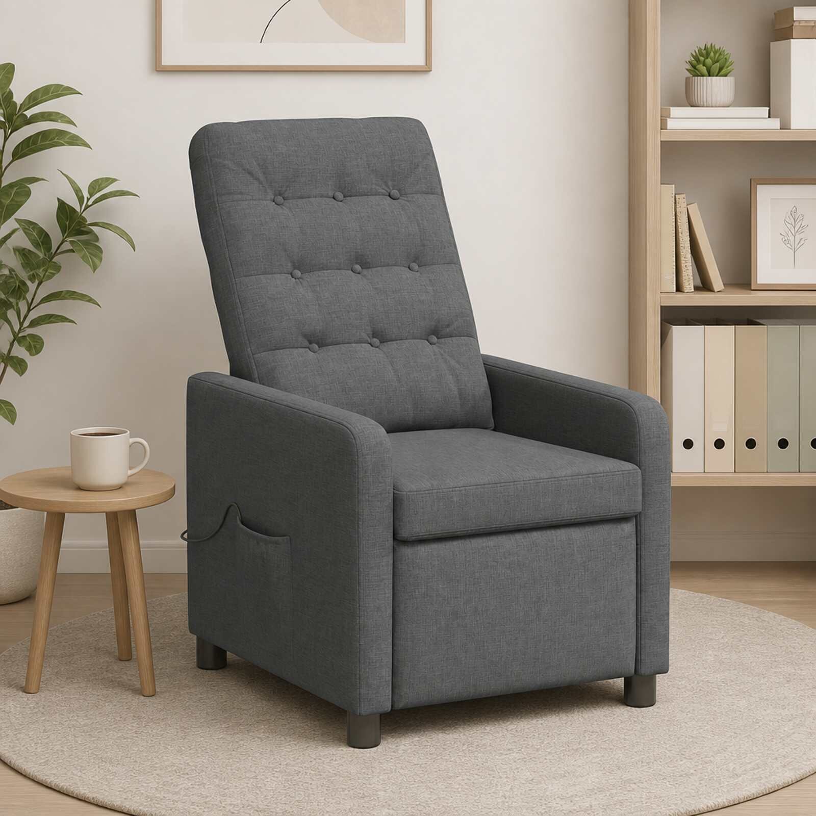 vidaXL Масажен стол реклайнер Тъмносиво 65 x 93 x 102 cm Текстил