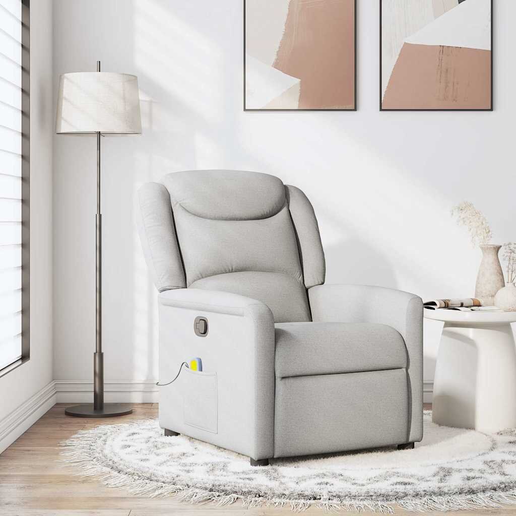 vidaXL Масажен стол за лежанка Cloud Grey Fabric