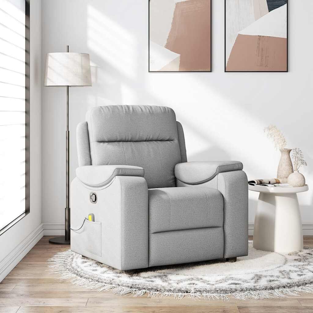 vidaXL Масажен стол за лежанка Cloud Grey Fabric