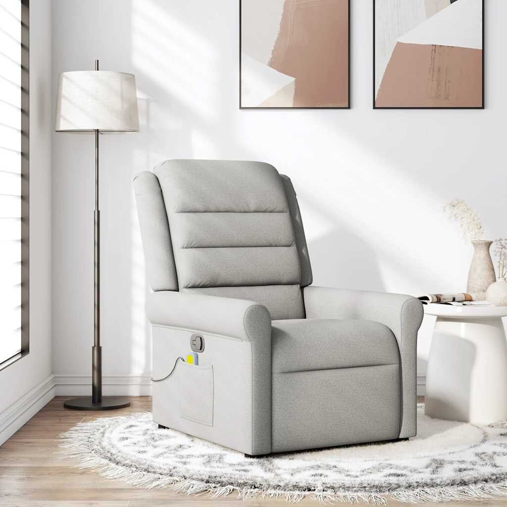 vidaXL Масажен стол за лежанка Cloud Grey Fabric
