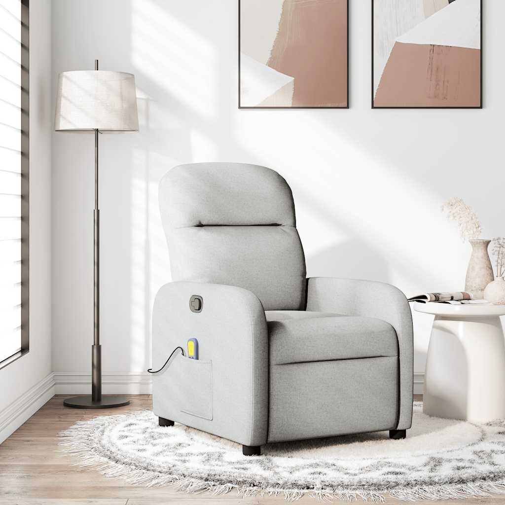vidaXL Масажен стол за лежанка Cloud Grey Fabric