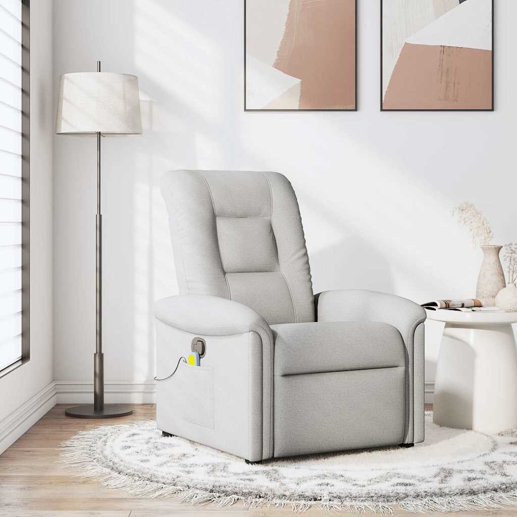 vidaXL Масажен стол за лежанка Cloud Grey Fabric