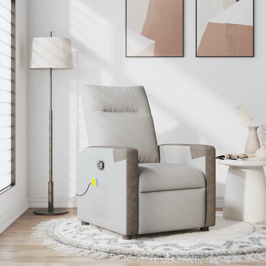 vidaXL Масажен стол за лежанка Cloud Grey Fabric