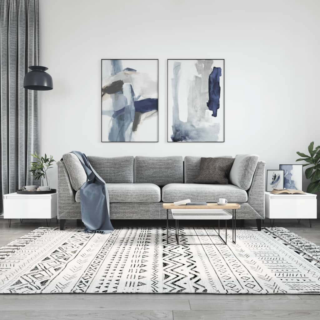 vidaXL Маси за кафе 2 бр бял гланц 50x46x35 см инженерно дърво