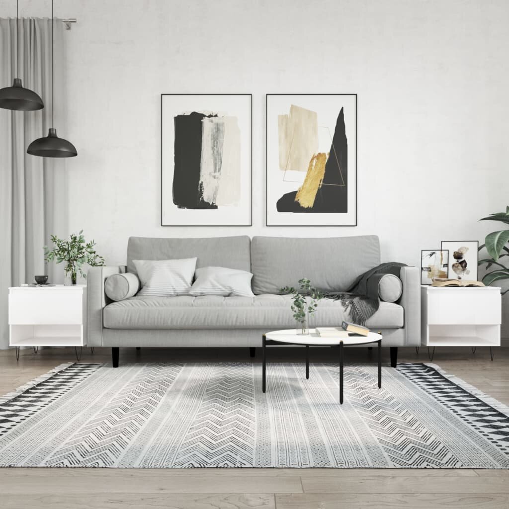 vidaXL Маси за кафе 2 бр бял гланц 50x46x50 см инженерно дърво