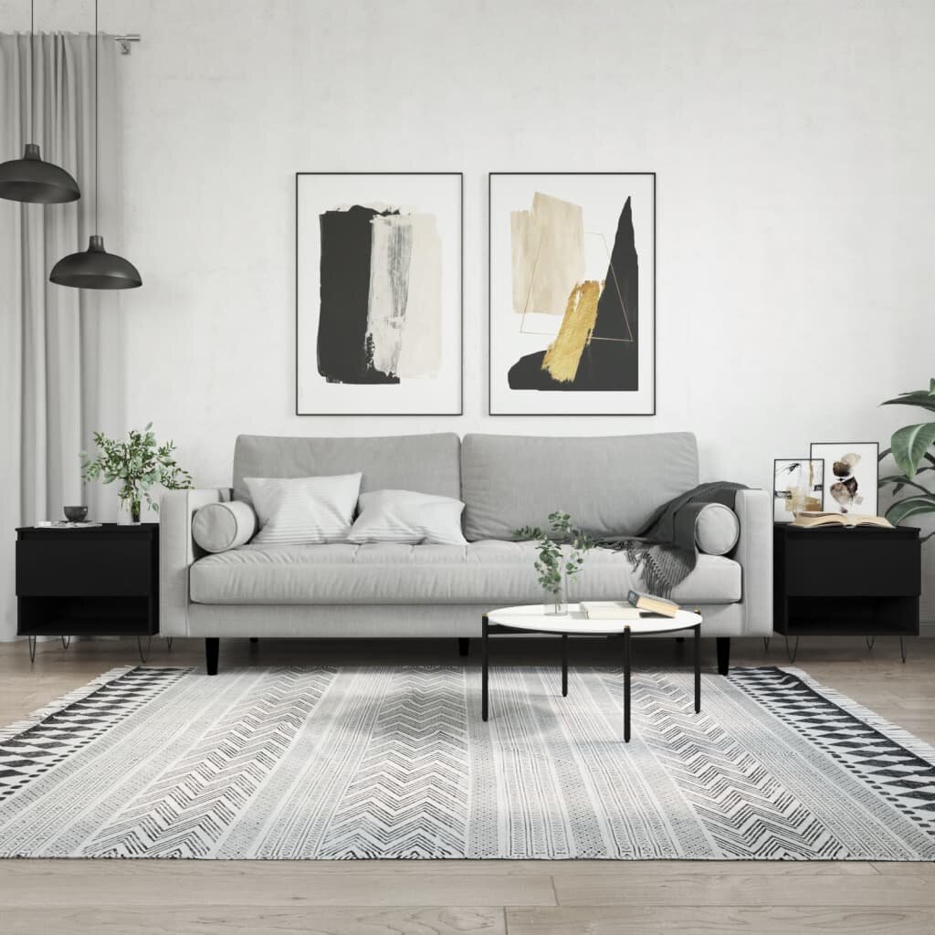 vidaXL Маси за кафе 2 бр черни 50x46x50 см инженерно дърво