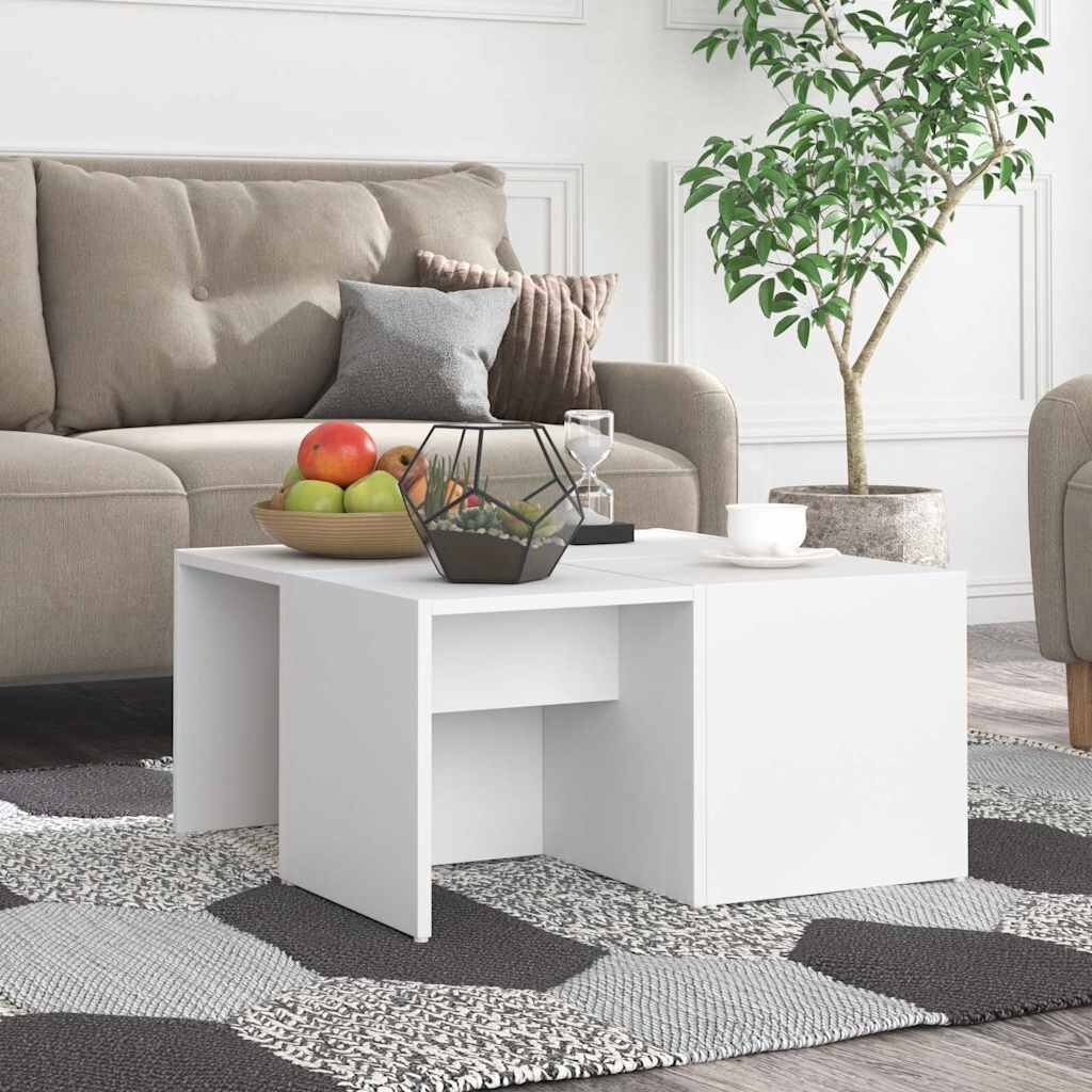 vidaXL Маси за кафе 4 бр бели 33x33x33 см инженерно дърво