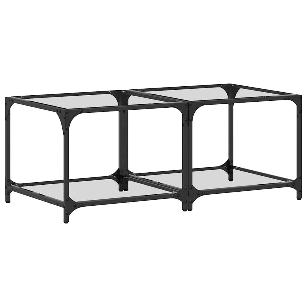vidaXL Маси за кафе с прозрачен стъклен плот 2 бр 50x50x40 см стомана