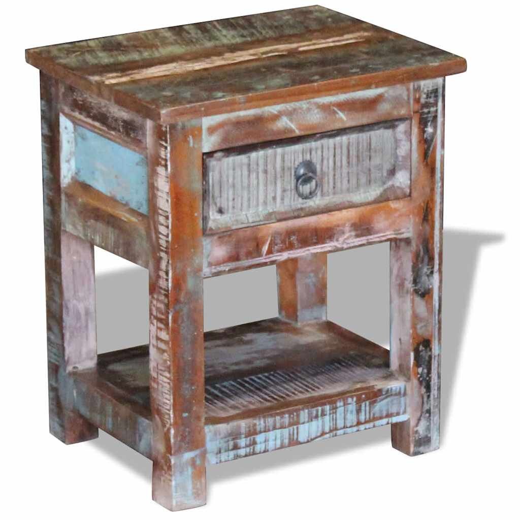 vidaXL Масичка с 1 чекмедже регенерирано дърво масив 43x33x51 cм
