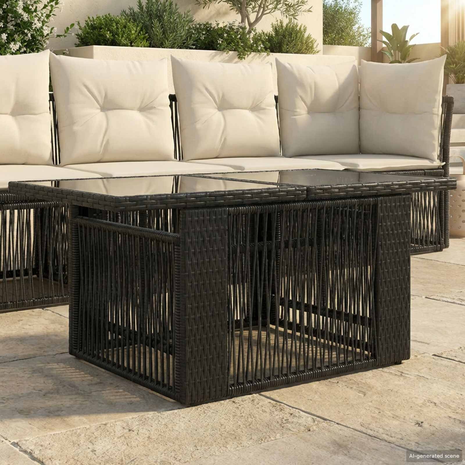 vidaXL Масичка за градината с повдигаща функция Черно 100 x 55 x 37 cm