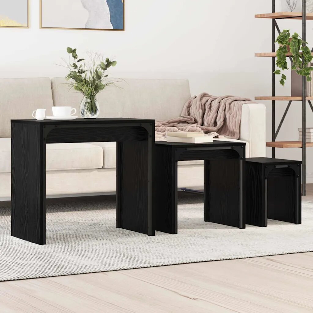 vidaXL Масичка за кафе 3 бр. Черния дъб 60 х 35 х 56 см
