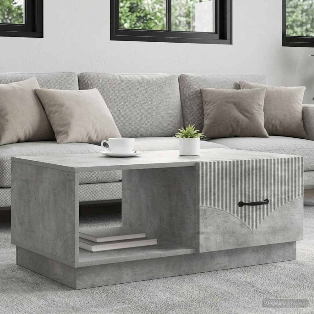 vidaXL Масичка за кафе Бетонно сиво 90 x 50 x 37 см