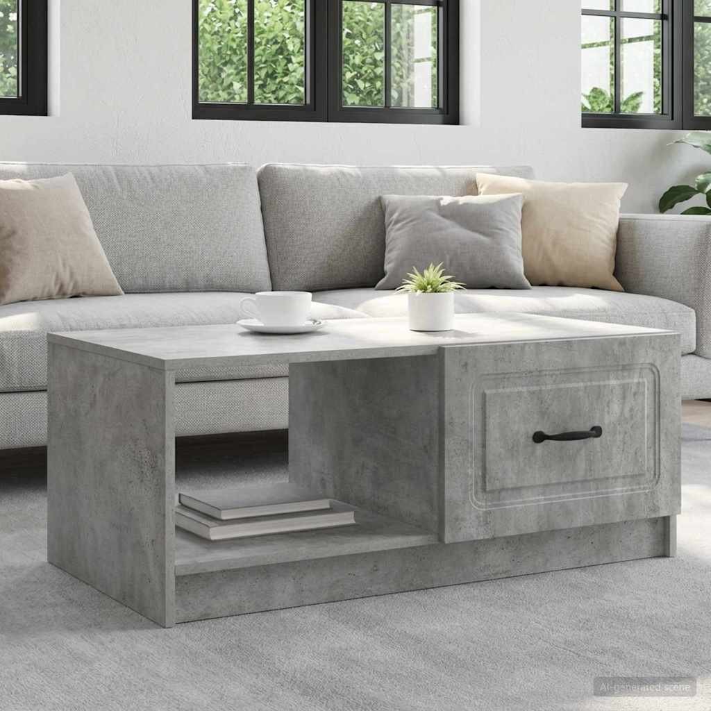 vidaXL Масичка за кафе Бетонно сиво 90 x 50 x 37 см