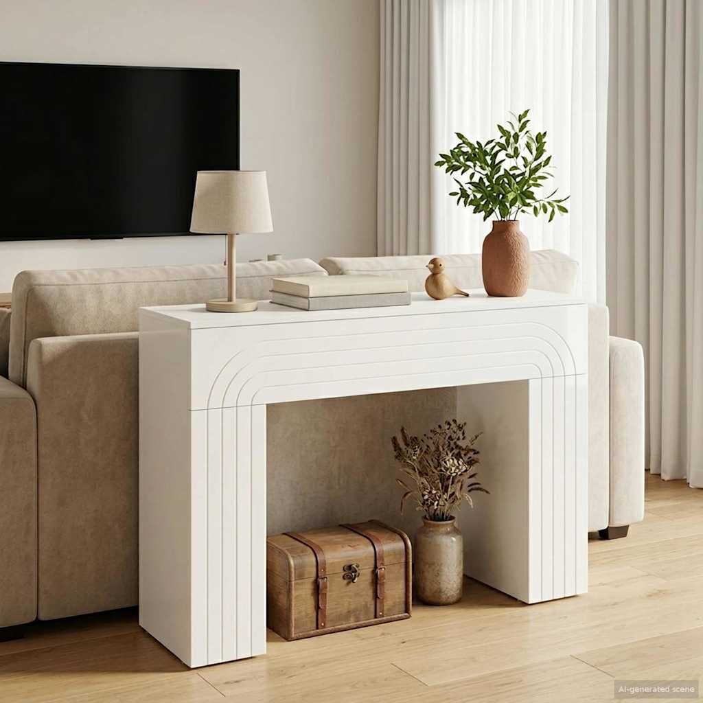 vidaXL Масичка за кафе Бял гланц 102 x 35 x 75 см Инженерна дървесина