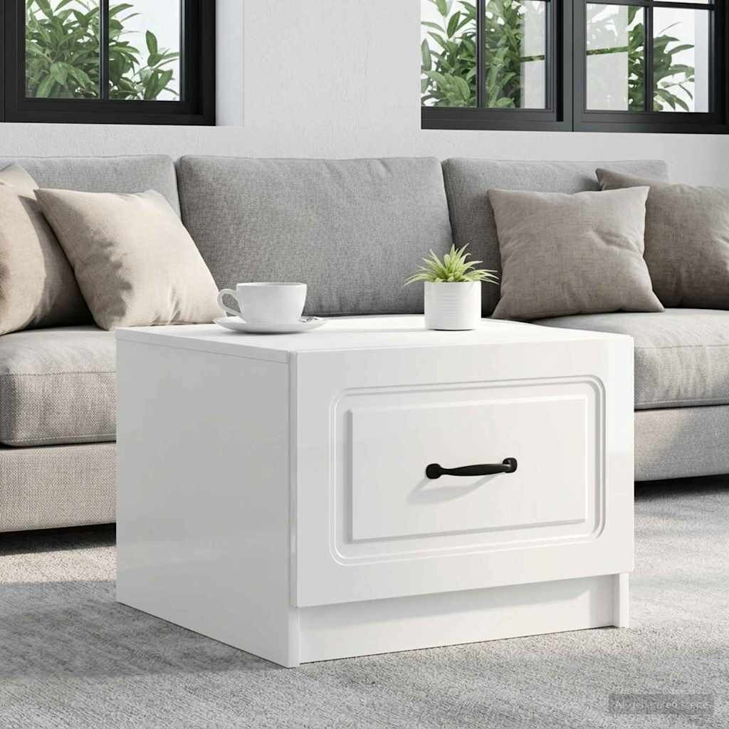 vidaXL Масичка за кафе Бял гланц 49 x 50 x 37 см Инженерна дървесина