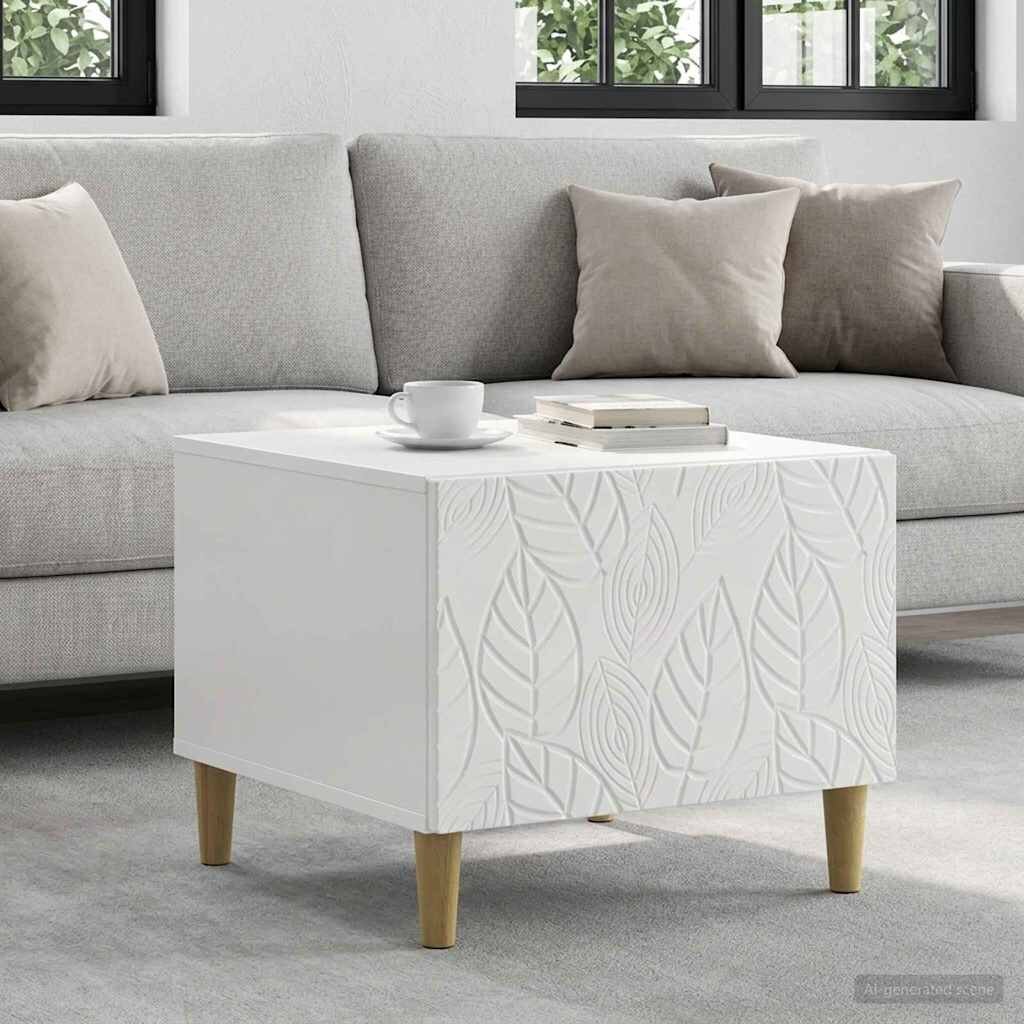 vidaXL Масичка за кафе Бял гланц 50 x 49 x 40 см Инженерна дървесина
