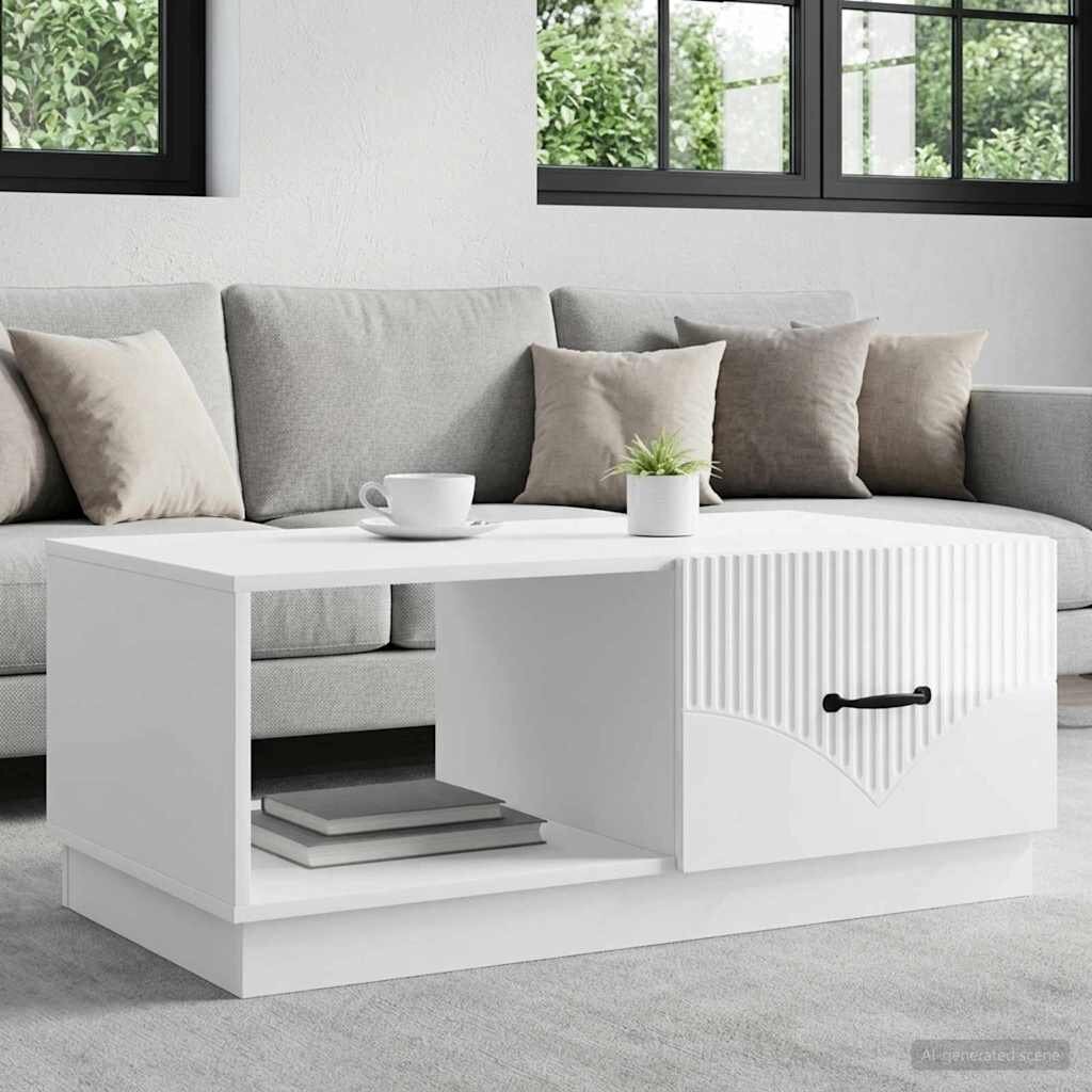 vidaXL Масичка за кафе Бял гланц 90 x 50 x 37 см Инженерна дървесина