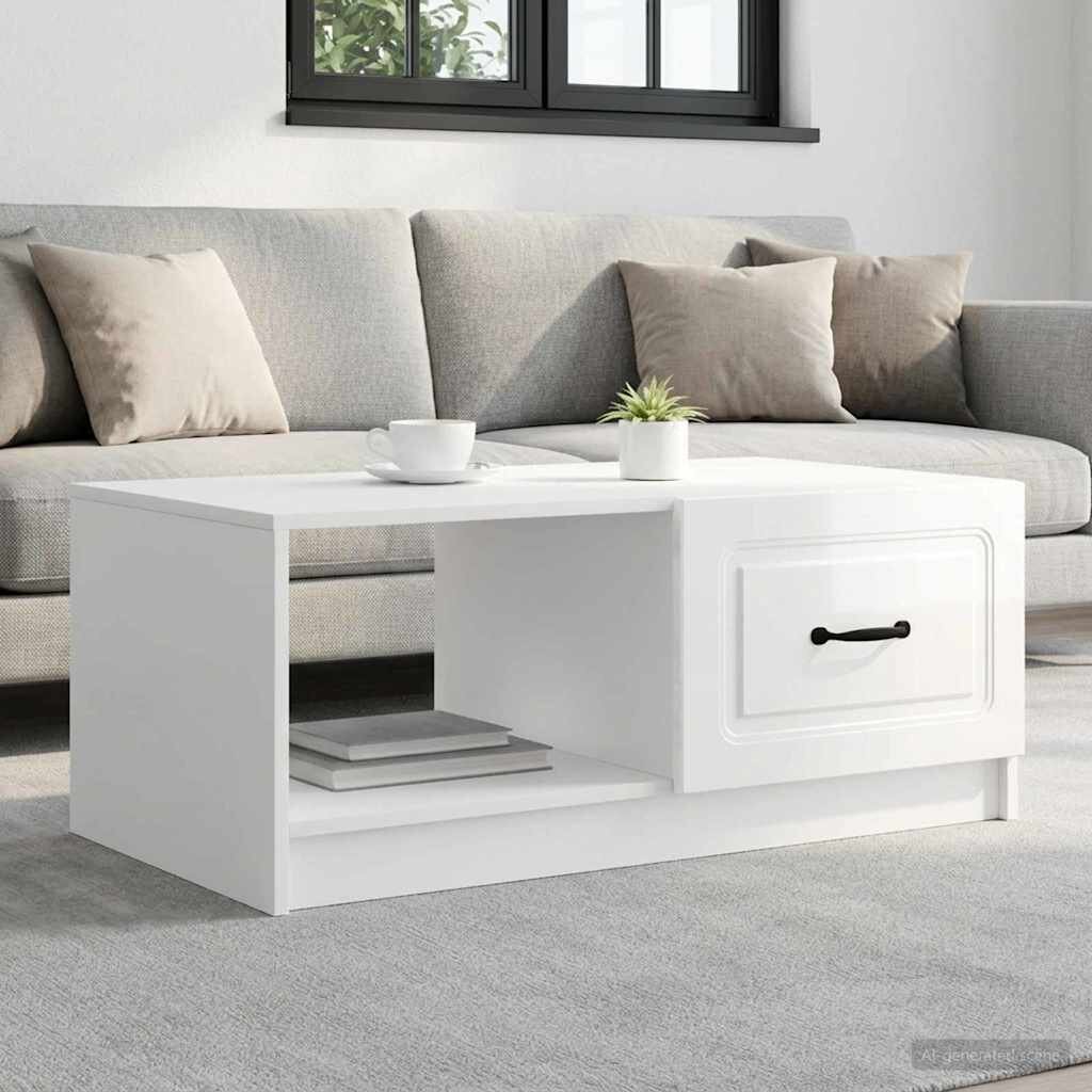 vidaXL Масичка за кафе Бял гланц 90 x 50 x 37 см Инженерна дървесина