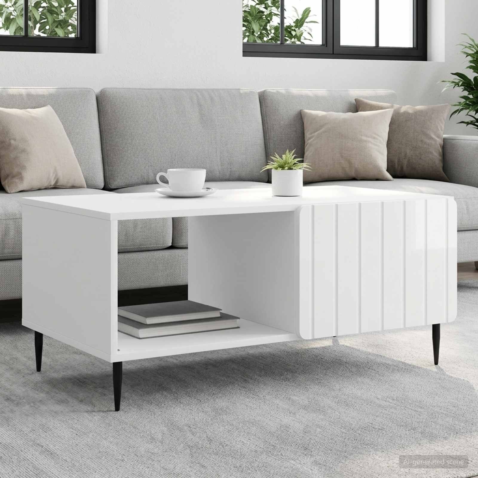 vidaXL Масичка за кафе Бял гланц 90 x 50 x 40 cm Инженерна дървесина