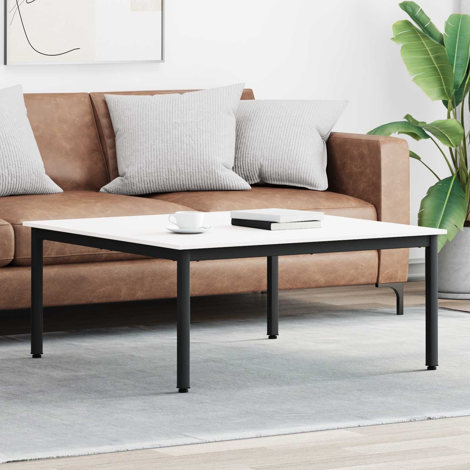 vidaXL Масичка за кафе Бяло 100 x 100 x 45 cm Солидно борово дърво