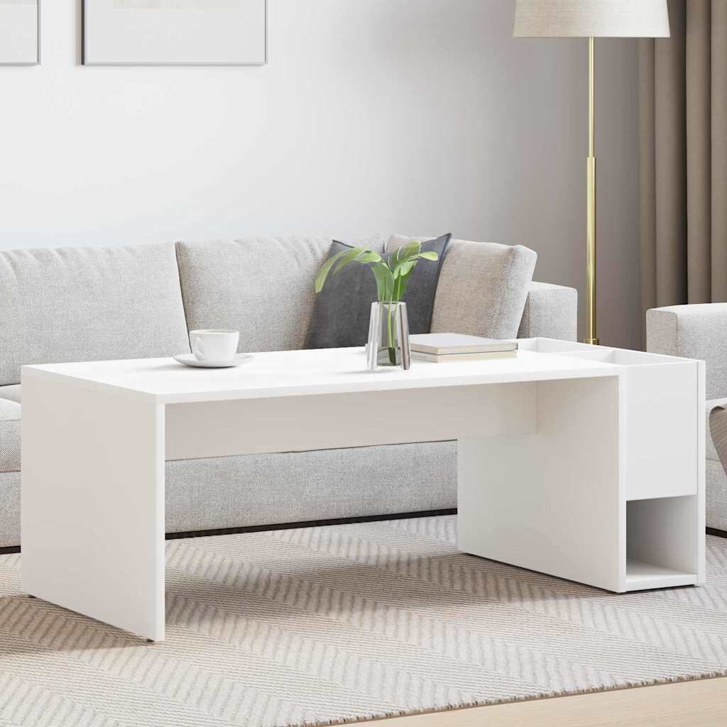 vidaXL Масичка за кафе Бяло 1015 x 50 x 37 см Инженерна дървесина