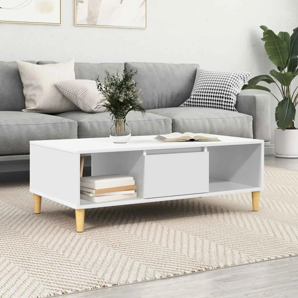 vidaXL Масичка за кафе Бяло 102 x 55 x 35 см Инженерна дървесина
