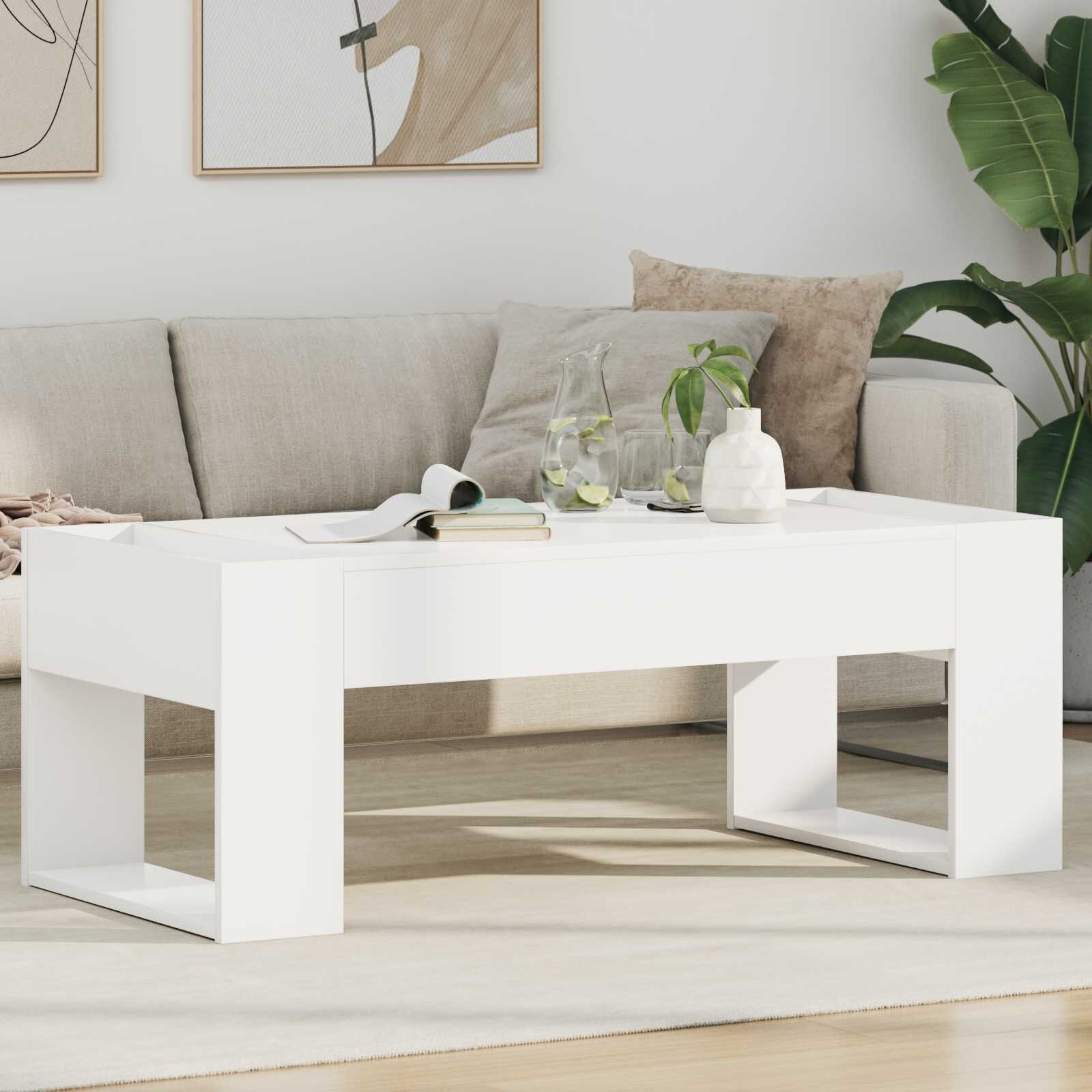 vidaXL Масичка за кафе Бяло 110 x 50 x 41 см Инженерна дървесина