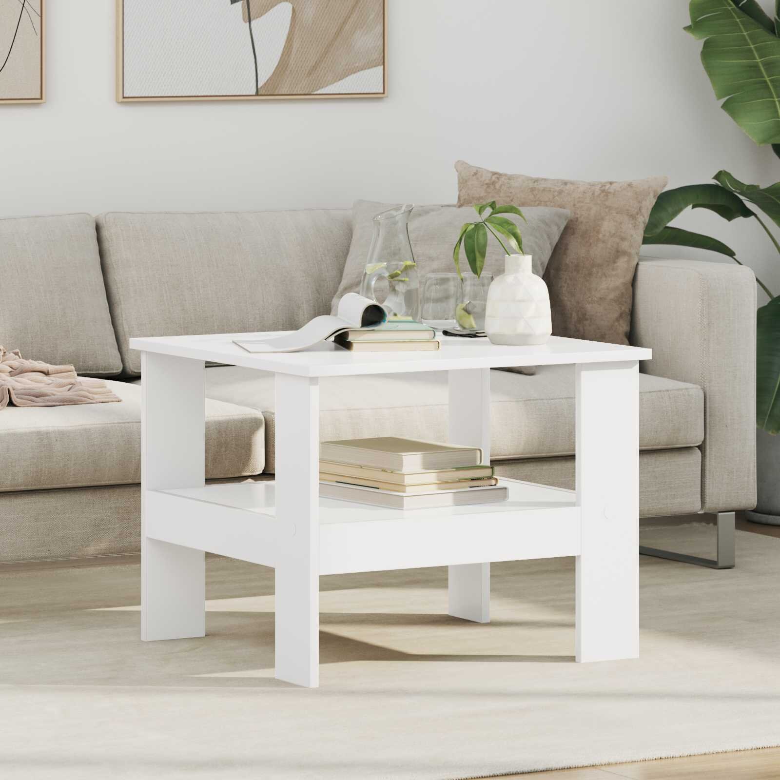 vidaXL Масичка за кафе Бяло 57 x 55 x 45 см Инженерна дървесина