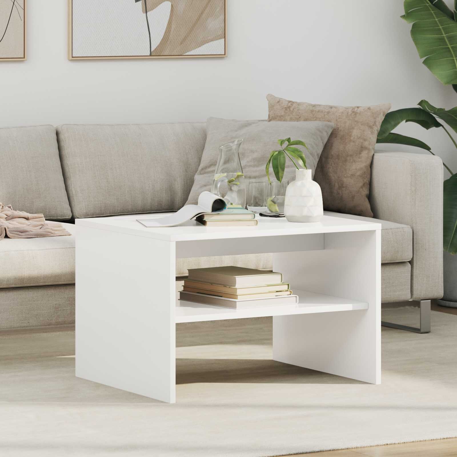 vidaXL Масичка за кафе Бяло 60 x 50 x 40 см Инженерна дървесина