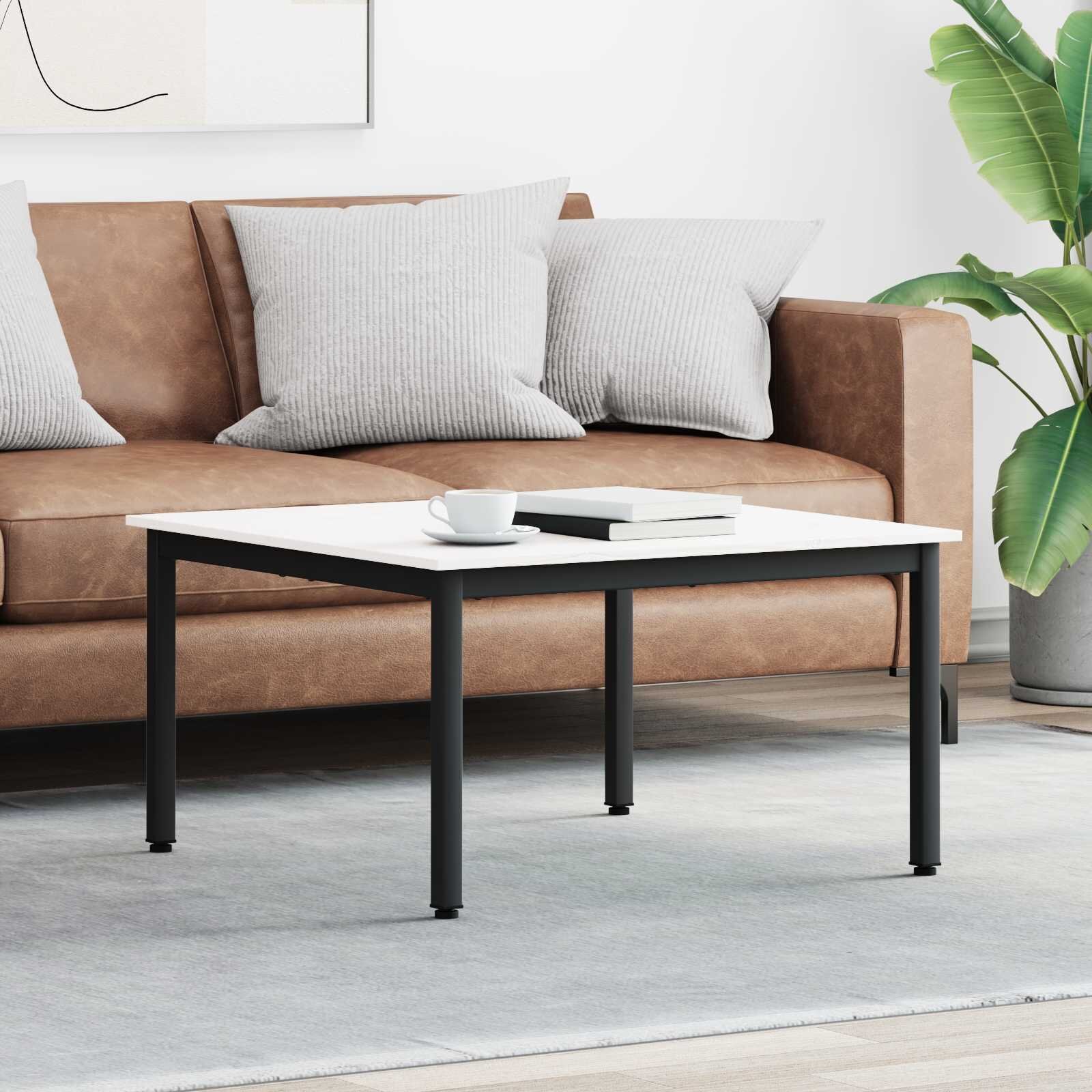 vidaXL Масичка за кафе Бяло 80 x 80 x 45 cm Солидно борово дърво