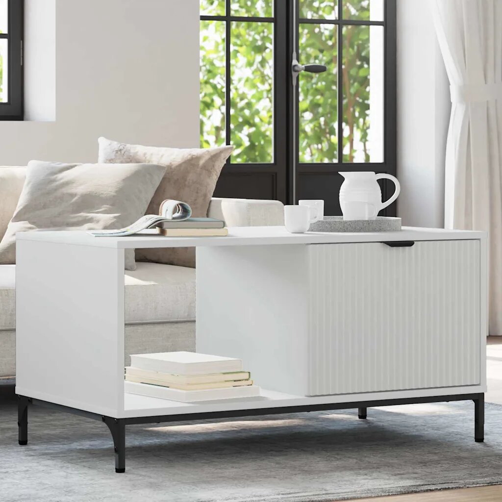 vidaXL Масичка за кафе Бяло 90 x 49 x 46 см Инженерна дървесина