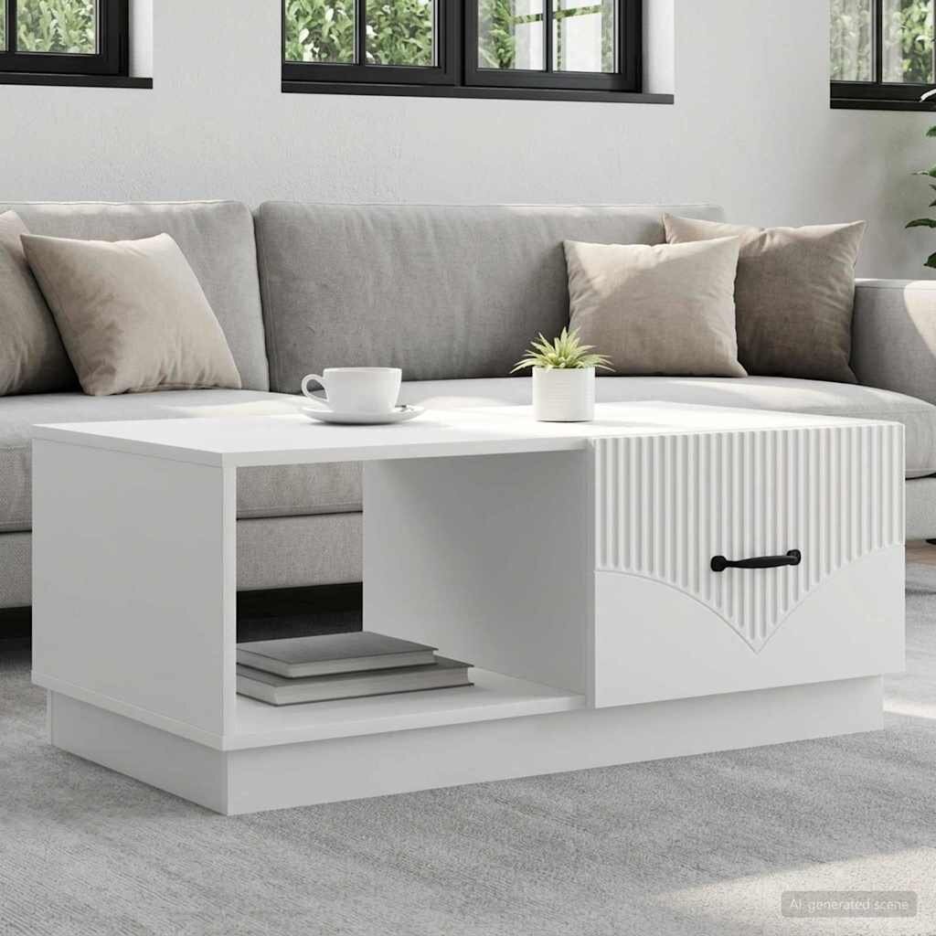 vidaXL Масичка за кафе Бяло 90 x 50 x 37 см Инженерна дървесина