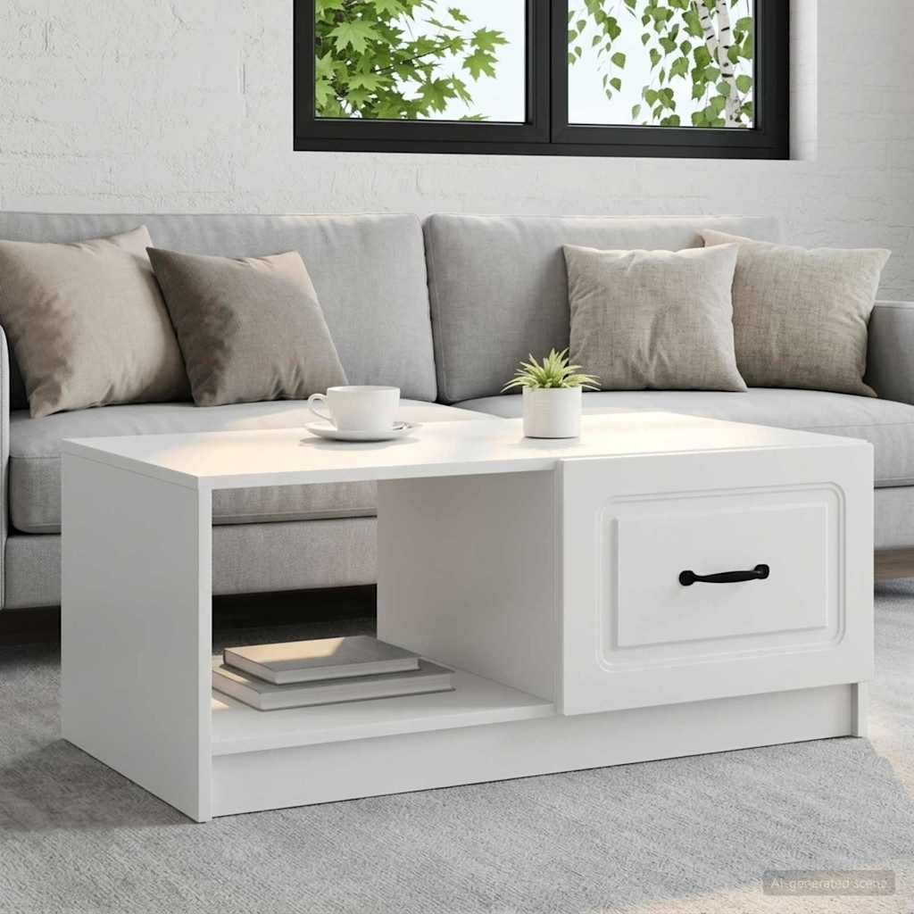 vidaXL Масичка за кафе Бяло 90 x 50 x 37 см Инженерна дървесина