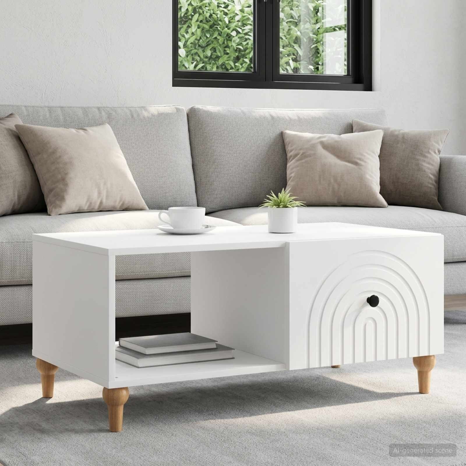 vidaXL Масичка за кафе Бяло 90 x 50 x 40 cm Инженерна дървесина