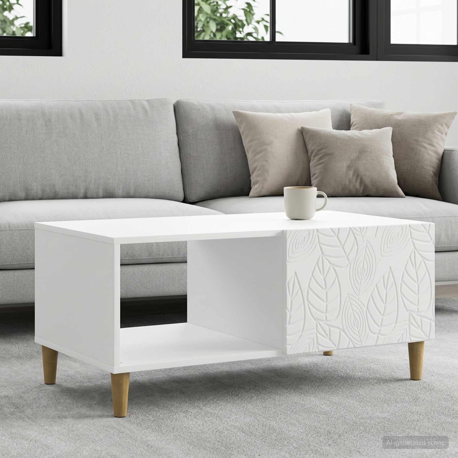vidaXL Масичка за кафе Бяло 90 x 50 x 40 cm Инженерна дървесина