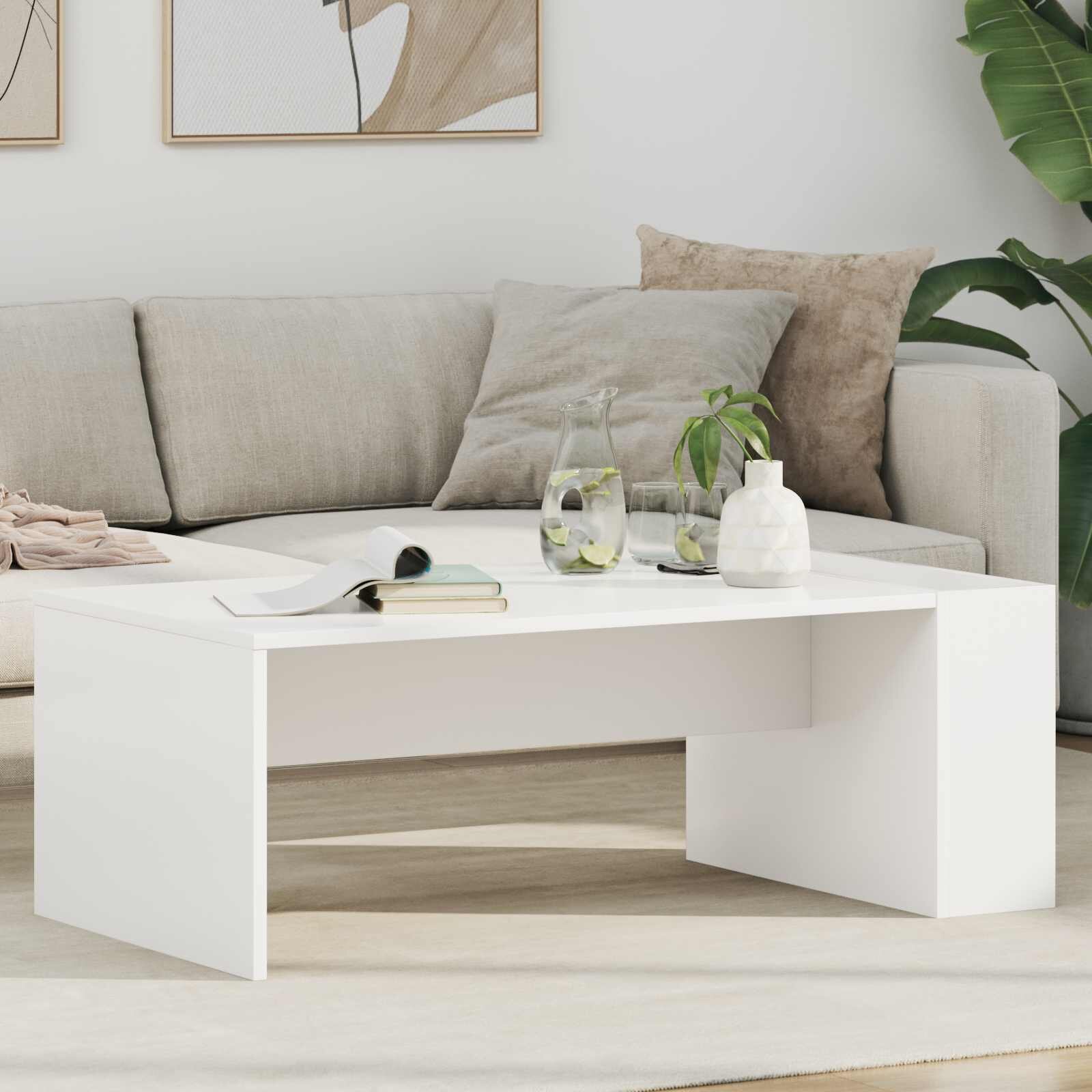 vidaXL Масичка за кафе Бяло 95 x 50 x 34 см Инженерна дървесина