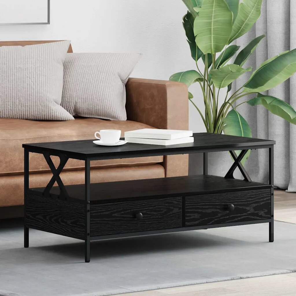 vidaXL Масичка за кафе Черен дъб 100 x 51 x 45 cm Инженерна дървесина