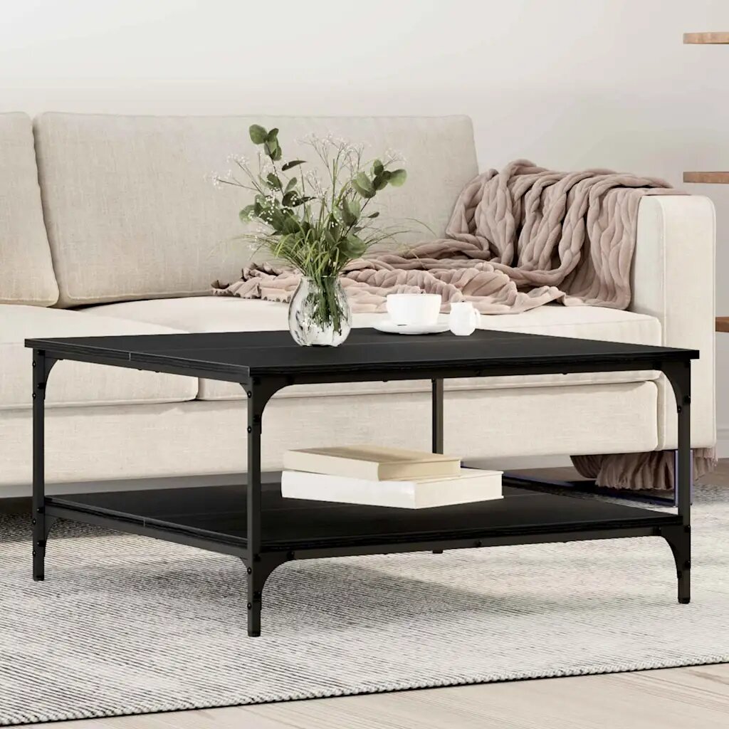 vidaXL Масичка за кафе Черен дъб 80 x 80 x 40 cm Инженерна дървесина
