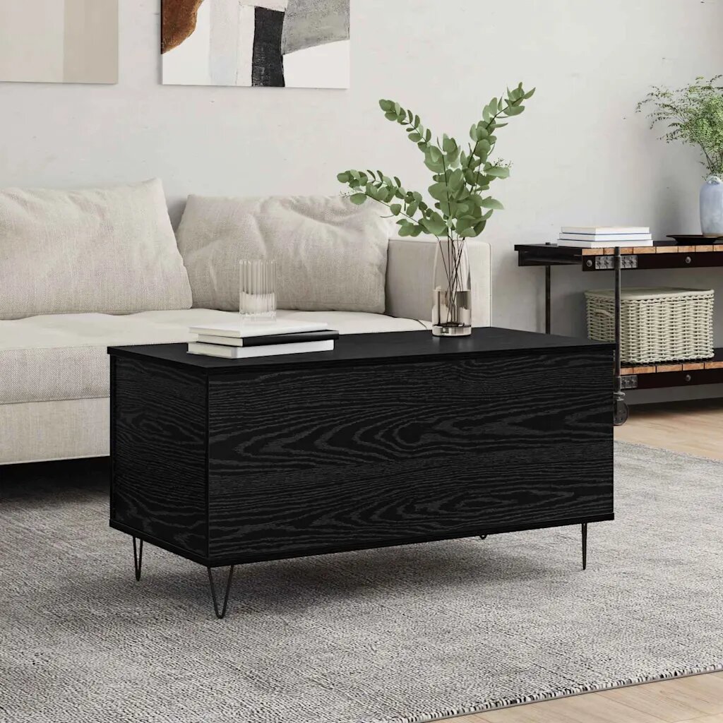 vidaXL Масичка за кафе Черен дъб 90 x 44.5 x 45 см Инженерна дървесина