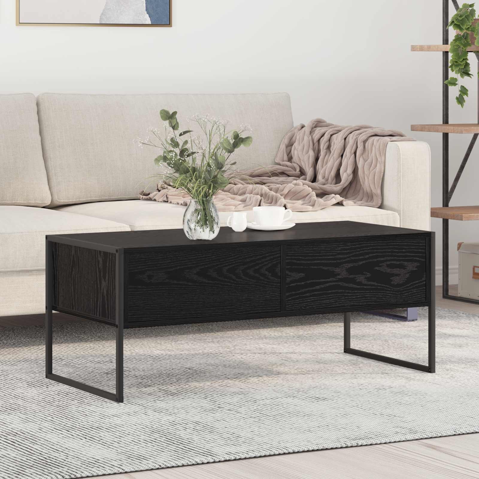 vidaXL Масичка за кафе Черния дъб 100 x 46 x 40 см Инженерна дървесина