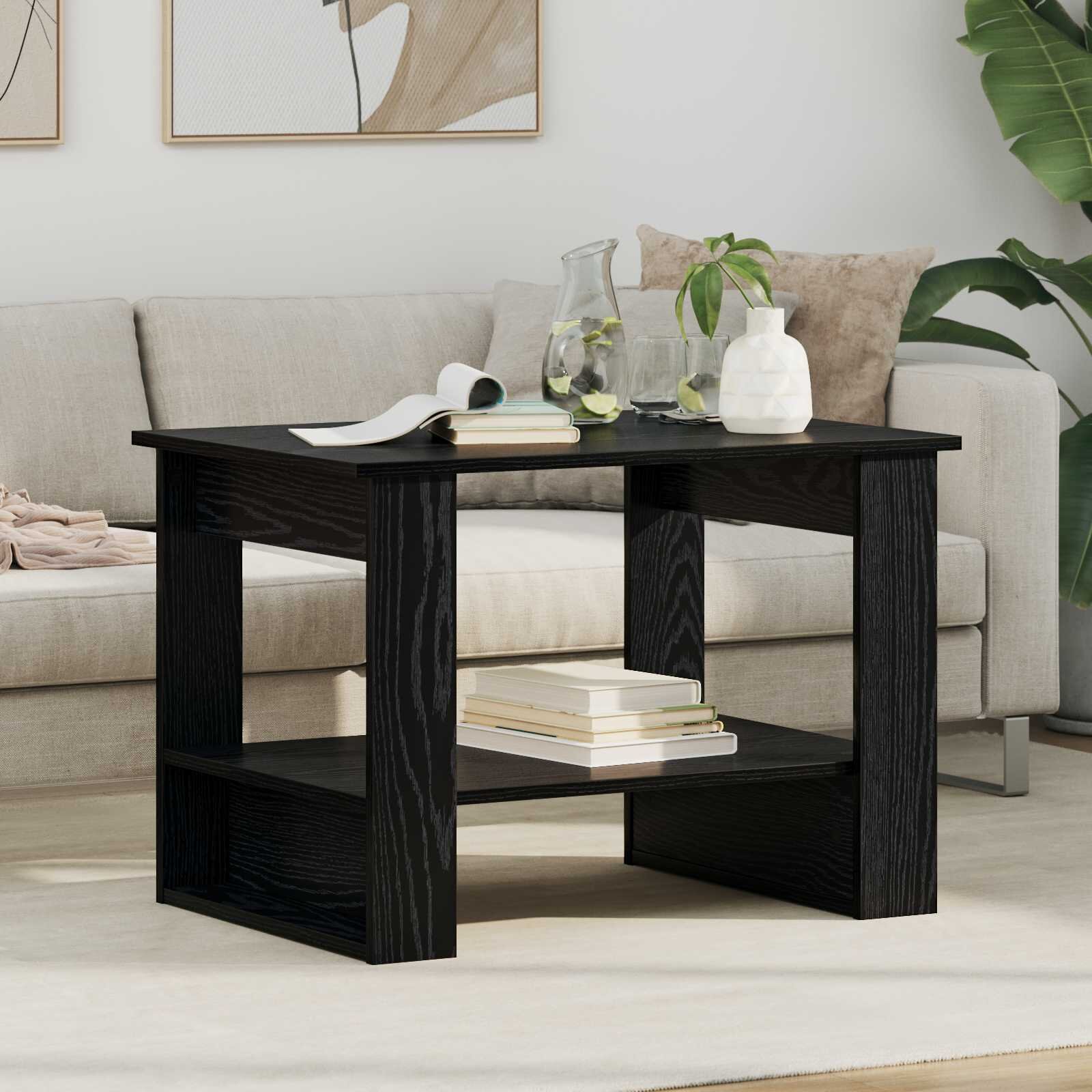 vidaXL Масичка за кафе Черния дъб 72 x 50 x 50 см Инженерна дървесина