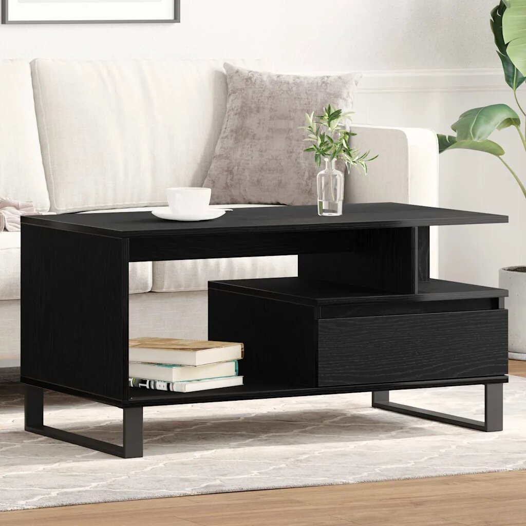 vidaXL Масичка за кафе Черния дъб 90 x 49 x 45 см Инженерна дървесина