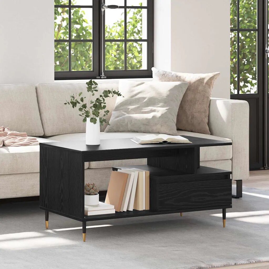 vidaXL Масичка за кафе Черния дъб 90 x 49 x 45 см Инженерна дървесина