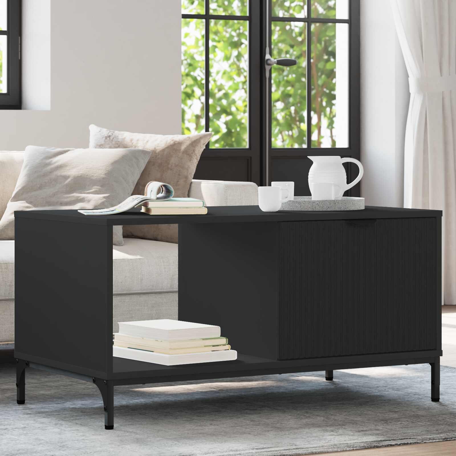 vidaXL Масичка за кафе Черния дъб 90 x 49 x 46 см Инженерна дървесина
