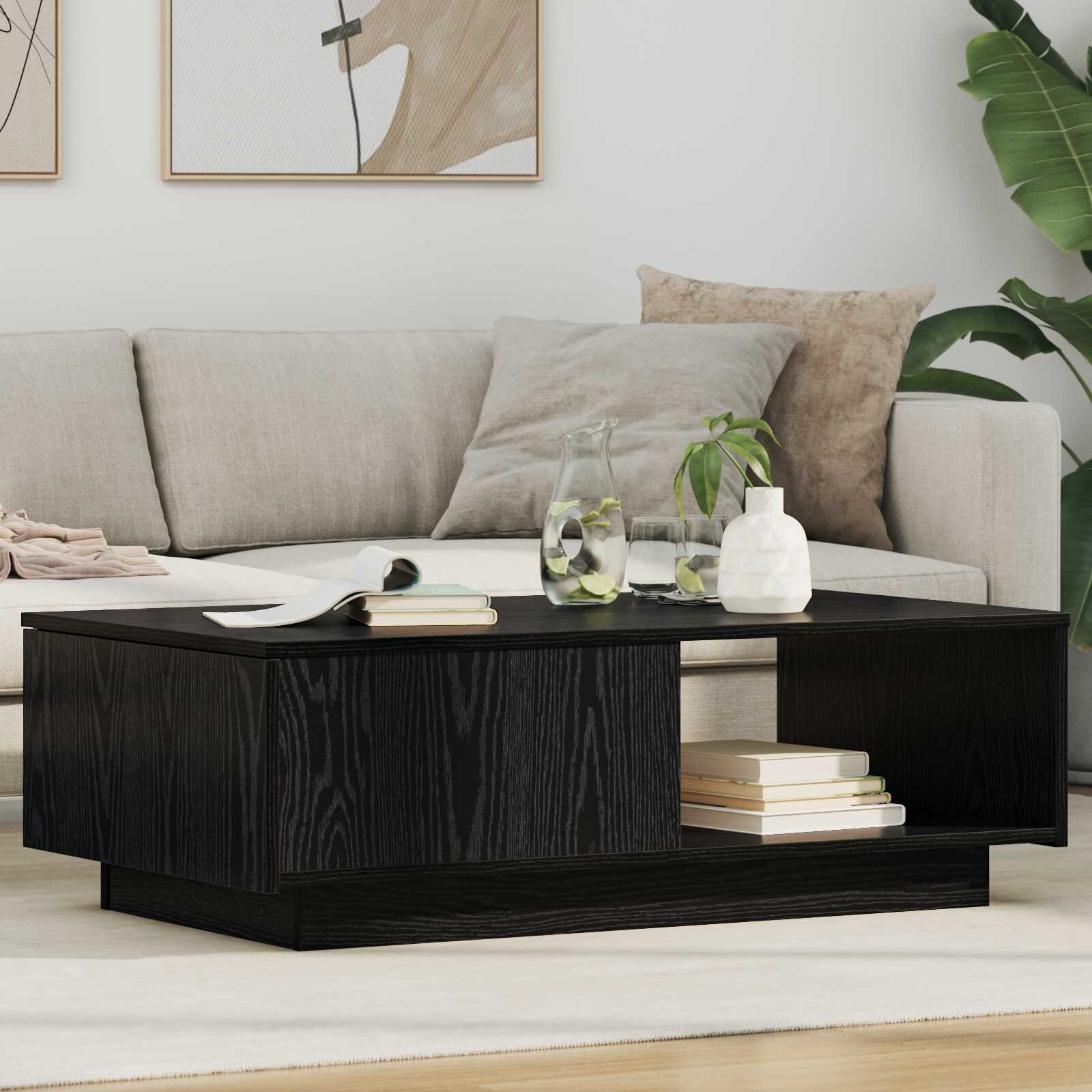 vidaXL Масичка за кафе Черния дъб 95 x 55 x 31 см Инженерна дървесина